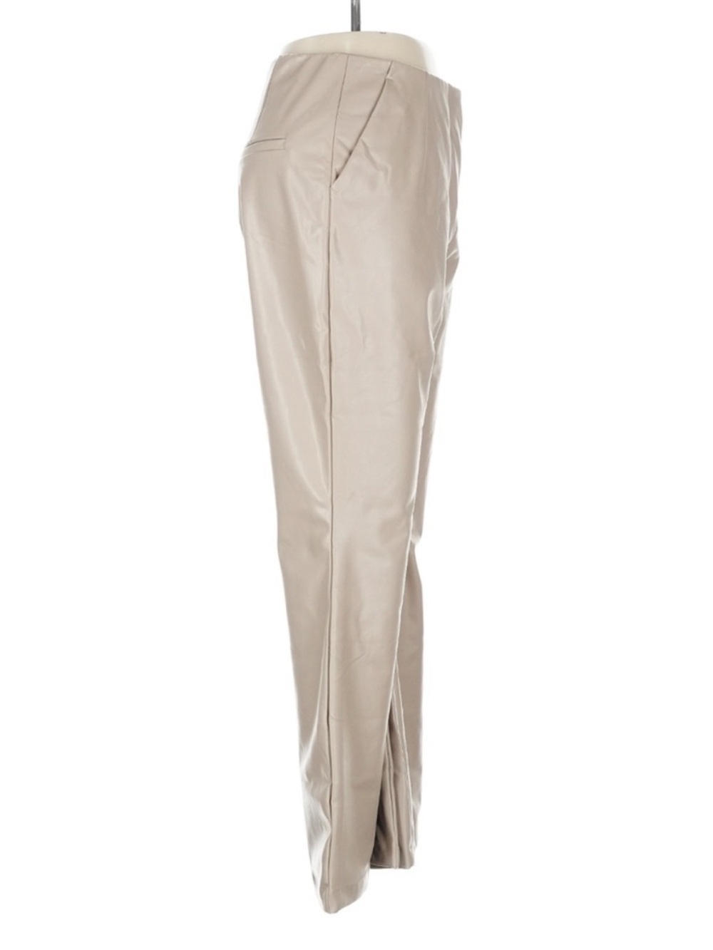 Abercrombie Curve Love Faux Leather Slim Flare Pants Taupe Beige High Rise 28S - Picture 4 of 8